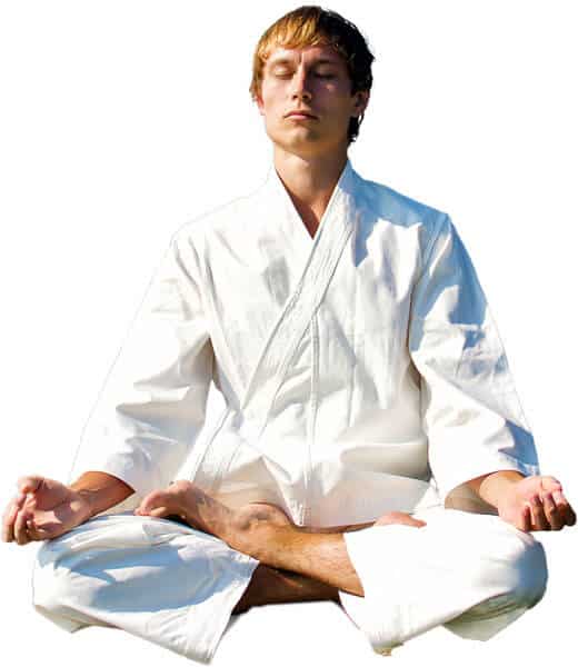 Martial Arts Lessons for Adults in Staten Island NY - Young Man Thinking and Meditating in White